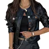 Women PU Leather Jackets Spring Autumn Faux Coats Ladies Motor Biker Button Slim Basic Black Short D30 211014
