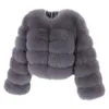 Damska kurtka zimowa Real Fox Fur Coat Solid Color Długie Rękaw Odzież Multi-Color Odpinany Kamizelka Naturalna 210927