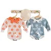 Romper Stickade Blommor Rompar Spring Långärmad Kläder Bomull Baby Sweater Spädbarn Flicka Jumpsuit 210417