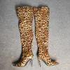 Womens Handmade High Heel Over Knee Boots Real Pictures Patent Leather Sexy Leopard Thigh-high Boots Evening Club Dance Fashion Long Shoes D442