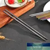 1Pair Chinese/Korean Chopsticks Non-Slip Stainless Steel Chop Sticks Reusable Food Sticks Kitchen Sushi Sticks Tableware