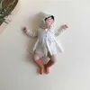 3 meses Bebé Bodysuit floral e vestido conjuntos lindo aniversário desgaste infantil lace roupas 210619