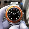 Luxo Super Watch vs Factory Mens Mecânica Mecânica automática. 8500 Relógios Homens Laranja Bezel Oceano Sapphire Dive 600m Eta relógios de pulso