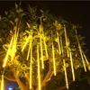 8 tubi stringhe LED natalizie pioggia di meteoriti ghirlanda festone vacanza striscia luminosa lucine impermeabili per esterni per decorazione stradale
