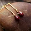 Genuine Natural Gemstone Dangle Drop Earrings for Women, Faceted Energy Healing Crystal Quartz Red Blood Jasper Teardrop Gold/Silver Plated Earring with Alloy Hook