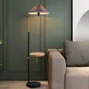 American Vintage Floor Lamp With Tea Table White/Gray Fabric Shade Home Hotel Decorative E27 Standing Light Wireless Charging