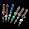 유리 NC 키트 쿼츠 팁 10mm 조인트 물 담뱃대 담배 액세서리 DAB Straw Plastic Clips Collector Kit Oil Burner Dab Rigs Multicolor Pipes