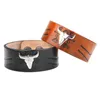 Bangle Hip-hop Rock Charm Men's And Women's Bracelet Genuine Leather Alloy Bull Head Exaggerated Punk Wide Male Jewelry