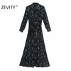 women vintage cashew nuts print bow tie sashes long shirt dress femme sleeve vestido chic casual slim dresses DS4469 210420