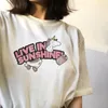 Unicórnio ao vivo no sol gráfico t-shire casual engraçado harajuku hipster dos desenhos animados mulheres roupas o pescoço branco t-shirt 210518