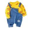 0-5 Jahre 100% Baumwolle Junge Kleidung Set Frühling aktiv Cartoon Casual Kind Anzug Kinder Baby T-Shirt + Strampler 210615