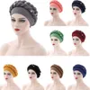 الضفائر Turban الحجاب للنساء بسط مسلم الحجاب قبعة أنثى رئيس يلتف كاب أغطية الرأس الإسلامية بونيه كيمو القبعات بلون