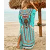 Baumwolle Strandkleid Frauen Cover Ups Drucken Saida de Banho Para Praia Sarong Robe Plage Abdeckung Tunika # Q661 210420