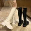 Kadın Botas Moda Çizmeler Kadınlar Için Kürk Ayakkabı Kış Üstü Knefashionable Lüks Shoeswith PlatformBrand Yeni