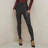 Pantalon en cuir NewAsia Black Zipper Fashion Split Bodycon Taille haute Pantalon long Y2K Pantalon Streetwear Automne Vêtements pour femmes 210413