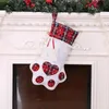 Weihnachtsdekoration Strümpfe Geschenk Tasche Dekor für Jahr Plaid Taschen Pet Stocking Socken Weihnachtsbaum Hängen Anhänger