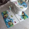 Tecknad toalettfot pad säte täcke keps juldekorationer för hem lockskydd badrum tillbehör set 210423