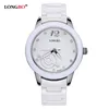 Women's Costume dress Fashion watch ceramic case Luxury waterproof watches Ladies White Strap wristwatch girl Nice clock243w