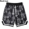 Bandana Shorts Men Color Block Ribbon High Street Men's Shorts Black White Shorts for Men 210603