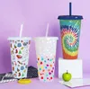 PP Bebidas Mudança a frio Creative Tumblers Chá de frutas 700ml xícaras de água plástica única mudança de camada mudando no copo de palha líquido de gelo