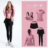 Running Women 5 Pieces Set Quick Dry Yoga Sportswear Clothing FitnGym Tracksuit High Waist Pants+Shorts+Bra+T Shirt+Coats X0629