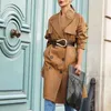 Foridol Streetstyle Khaki Długi Trench Płaszcz Kobiety Elegancki Podwójny Piersed Vintage Trench Coat Jesień Zima Long Coat 210415