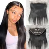 13by6 Frontal de encaje Visón sedoso Cierres rectos Frontales 13X6 1B Negro Suave Remy 8 "-24" Cabello humano virgen brasileño