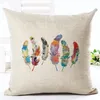 High Qualtity Colorful Feather Printed Cushion Cover Nordic Style Decorative Sofa Throw Pillow Car Chair Home Decor Case Cushion/Decorative