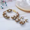 GuaiGuai bijoux de culture blanc Keshi perle jaune CZ plaqué ovale pépite perles Bracelet boucles d'oreilles ensembles faits à la main pour les femmes 2336325