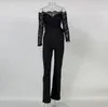 Kobiety Jumpsuits Rompers eleganckie z ramion koronkowe damskie damskie kombinezony seksowne panie swobodne długie spodnie kombinezon White233d