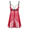 Summer Sexy Nightgowns Nighties for Women Sleepwear Underwear V-Neck Lace Cross Strap Short Night Sleeping Dress Black Red Q0818