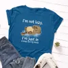 Leuke cartoon 100% katoen vrouwen t-shirt casual losse korte mouw Ik ben niet lui Ik ben gewoon in energiebesparingsmodus Vrouwelijke tees W737 210526