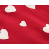 Neonate Cute Bowknot Cuore amorevole Mantello rosso Abbigliamento per bambini Autunno Inverno Cardigan per bambini lavorato a maglia 210429