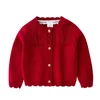 0-4 ans bébé filles mignon col en dentelle Cardigan manteau enfants vêtements automne hiver tricoté enfants 210521