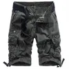 Marca Cargo Shorts Homens Multi Bolsos Praia Estilo Militar Casual Combate Roupas Sólida Cor Algodão Calças do Exército 08 210714