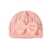 Caps & Hats Baby Autumn And Winter Warm Knitted Hat Born Solid Color Bowknot Acrylic 0-3 Years Accessories