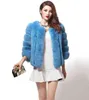 Manteau à rayures verticales courtes Fourrure de vison pour femme Fourrure artificielle Multi Color Factory 211207