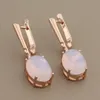 Pendientes colgantes con diseño de forma ovalada para mujer, joyería sencilla, Color oro rosa 585, moda coreana inusual, 2022