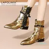 الجملة أحذية lapolaka 2021 تصميم جلد حقيقي جلد بقرة بلينغ أحذية السيدات الإناث مريح سستة لامعة العصرية