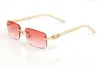 rectangle vintage retro square brand sunglasses for women rimless designer bamboo wooden polarized sunglasses buffalo horn glasses308J
