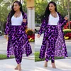 Waterarea S-4XL Women Two Piece Set Sheath Long Pants And Sleeve Maxi Coats Leopard Print Suit DM135 211105