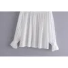 Mode Frühling Frauen Weiß Lose Hemd Sexy Transparent einreiher Blusen Weibliche Ausgestellte ärmel Tops 210508