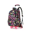 Backpack de bonde impermeável garotas infantis rolando sacolas escolares destacáveis ​​Rodas de bolsa escolares de bolsas de viagem para viagens