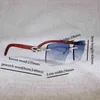 2023 Designer Lunettes New Vintage Strass Lunettes De Soleil Sans Monture Hommes Naturel Buffalo Corne Paon Bois Carré Lunettes Femmes Pour Extérieur Nuances culos