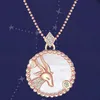 Twelve Zodiac Sign Necklace Round Horoscope Libra Crystal Pendants Charm Star Sign Choker Astrology Necklaces for Women Girl Fashion Jewelry Will and Sandy