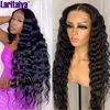 Lace Wigs 30 Inch Malaysian Loose Deep Wave Wig T Part Front Human Hair For Black Women180 Density 4x4 Curly Closure