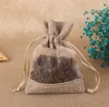 Rensa fönster Jute Presentväska Burlap Party Favor Sack Bag Linne Drawstring Pouch Organza Smycken Gifts Godisväskor SN3319