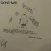 Gonthwid TShirtsストリートウェアカジュアルゴシックパンクロック漫画デビルプリント半袖Tシャツコットンヒップホップ原宿ティートップス210707