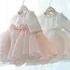 Meisjesjurken 1e verjaardagsfeestje babymeisjes kleding prinses doop voor parel tutu bruiloft kinderjurken 1-9y