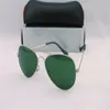 High Quality 10pcs Classic Pilot Sunglasses Designer Brand Mens Womens Sun Glasses Eyewear Gold Metal Green 58mm 62mm Lentes de vidro 8029967
